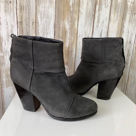 Rag & Bone Newbury Grey Suede Nubuck Ankle Zipper Boots Shoes 39 FLAW USED - Picture 3 of 11